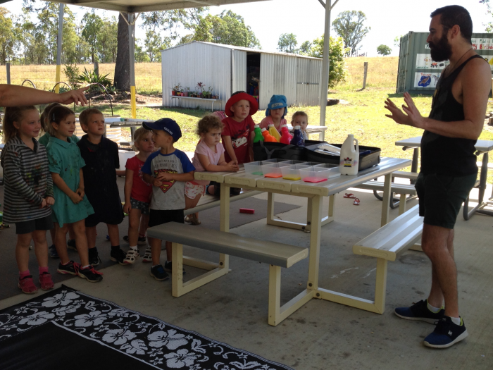 Lisa and Jai helping the children with theirdeadly art 